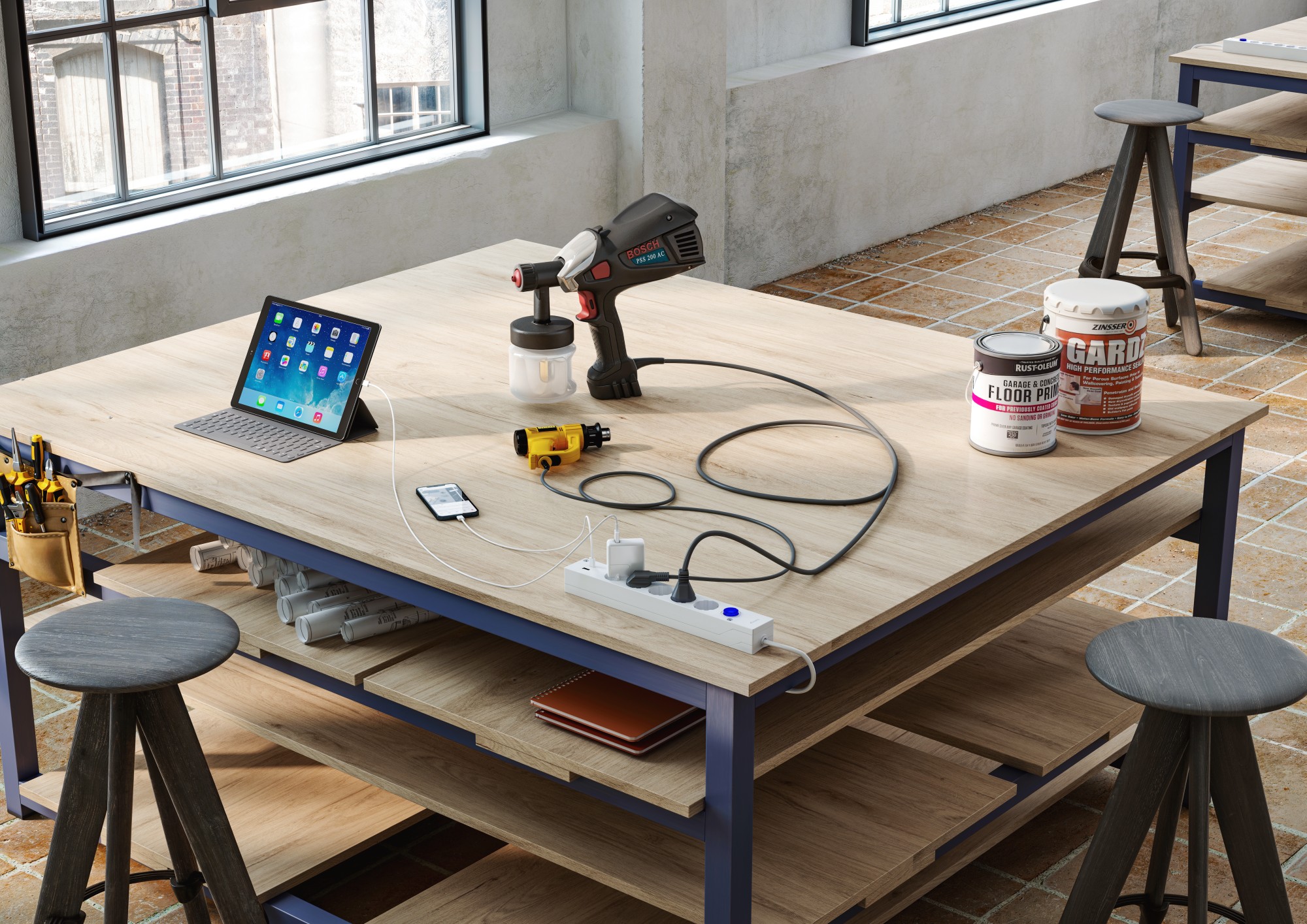 BASE MULTIFIX CON 5 TOMAS SCHUKO + 2 USB (A+C) QC